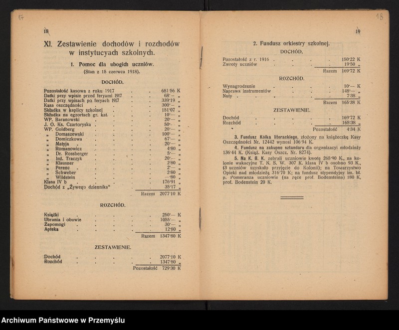 image.from.unit.number "XXXIII Sprawozdanie Dyrekcji c.k. Gimnazjum w Jarosławiu za rok szkolny 1918"