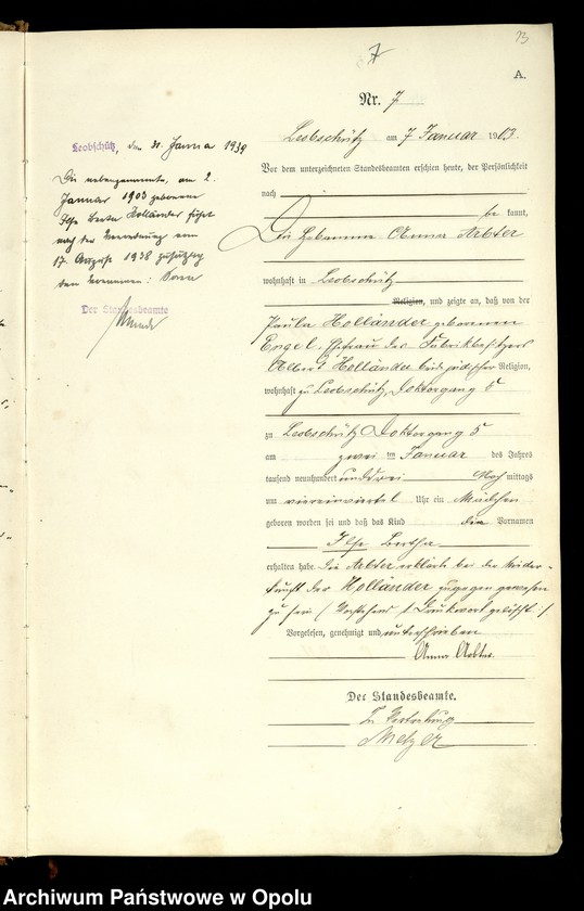 image.from.unit.number "Geburts-Register (Haupt-Register) 1903 (Głubczyce)"