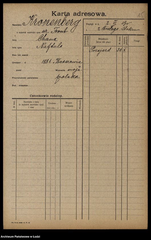Obraz 17 z jednostki "[Spis ludności Łodzi] Kronenberg - Krugman"