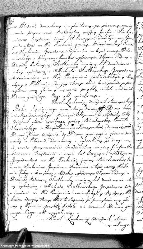 image.from.unit.number "Akta Małżeństwa Gminy Mirosławskiey Powiatu Seyneńskiego w Departamencie Łomżyńskim sporządzone dnia 1-o Maja 1808 roku"