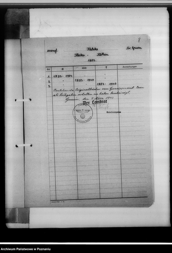 Obraz 12 z jednostki "Bücherverzeichnis, Kreissippenamt Gnesen [Gniezno]"