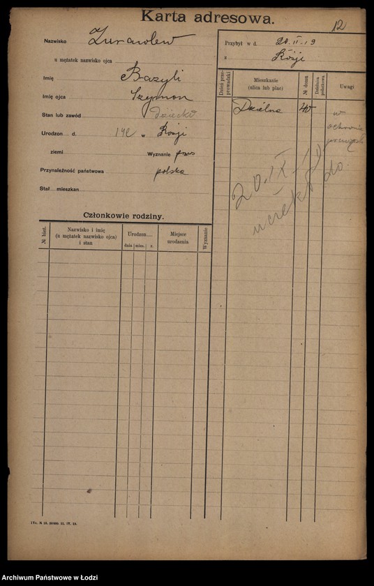 image.from.unit.number "[Spis ludności Łodzi] Żórawiak - Zybrand"