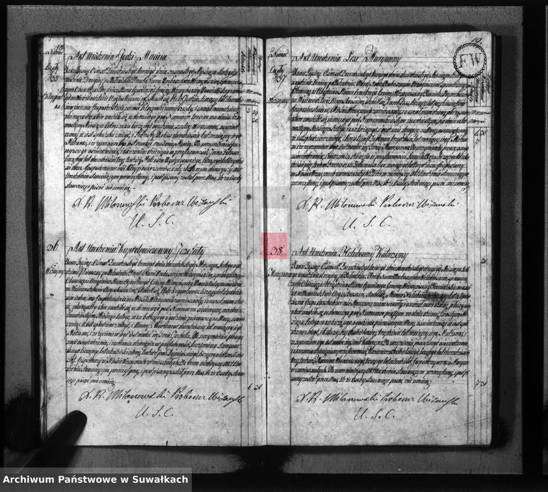 Obraz 13 z jednostki "Akta urodzonych gminy wiżańskiey obwodu seyneńskiego, w województwie augustowskim od dnia 1-go stycznia do dnia ostatniego grudnia 1823 roku"
