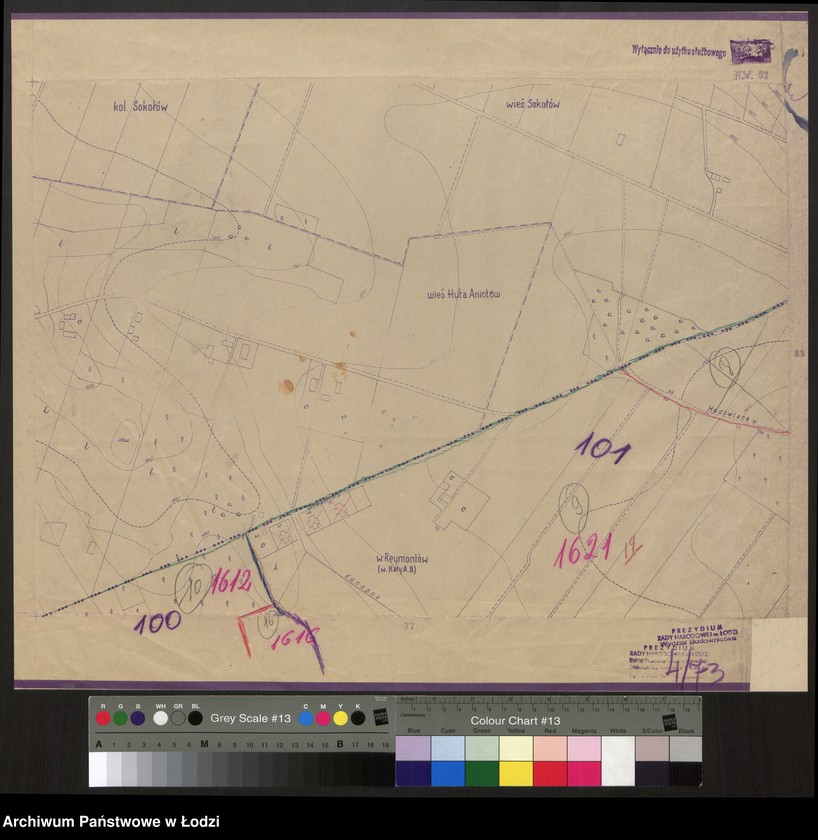 Obraz 1 z jednostki "Plan m. Łodzi 1:2000 z oznaczeniem podziału miasta na obwody i rejony spisowe. Sekcja NW87"