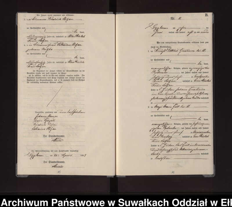 image.from.unit.number "Heiraths-Neben-Register des Preussischen Standes-Amtes Gross Stürlack Kreis Loetzen"