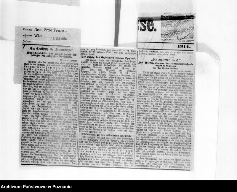 Obraz 8 z jednostki "Sprawy Polskie w zaborach: austriackim i rosyjskim [wycinki z prasy niemieckiej]"