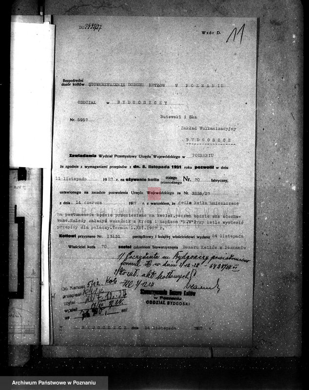 Obraz 15 z jednostki "Zakład Wulkanizacyjny Butowskiego i Ska w Bydgoszczy - nr woj. kotła 5957"