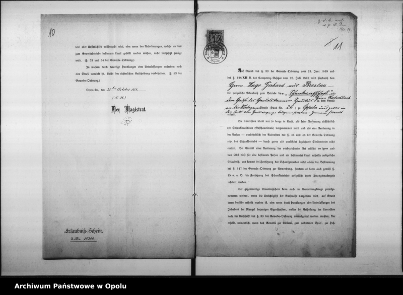 Obraz 11 z jednostki "Acta des Magistrats zu Oppeln betreffend die Schankwirtschaft im Kutschbach