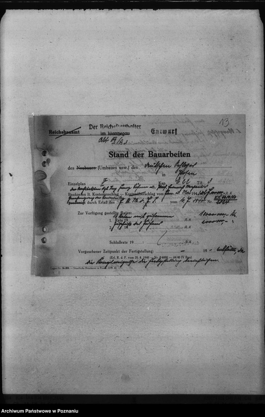 Obraz 17 z jednostki "Sprawozdania ze stanu robót przy przebudowie zamku w Poznaniu"