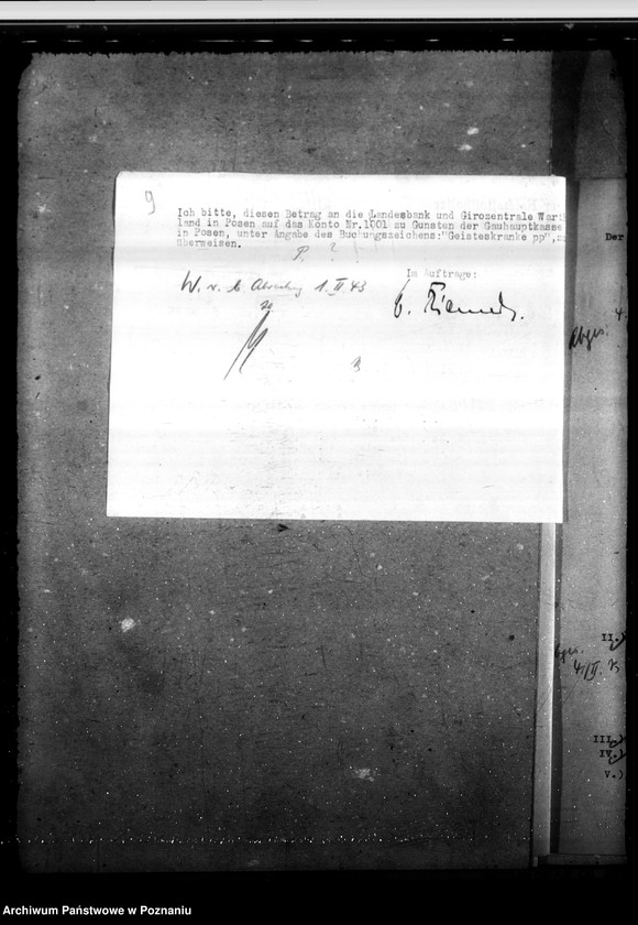 Obraz 13 z jednostki "Pflegekosten und Sonderleistungen für in den Gauheilanstalten untergebrachte Geisteskranke usw.aus der Umsiedlerkreisfürsorge"