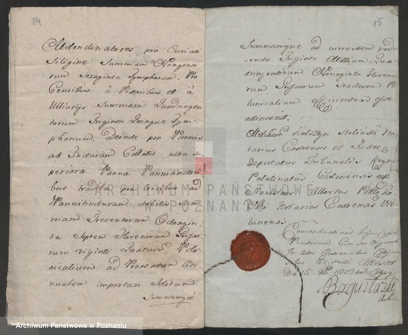 Obraz 8 z jednostki "Ekstrakt z ksiąg grodzkich kaliskich dekretu z 1725. 23. III w sprawie długów miasta Leszna; język łaciński"