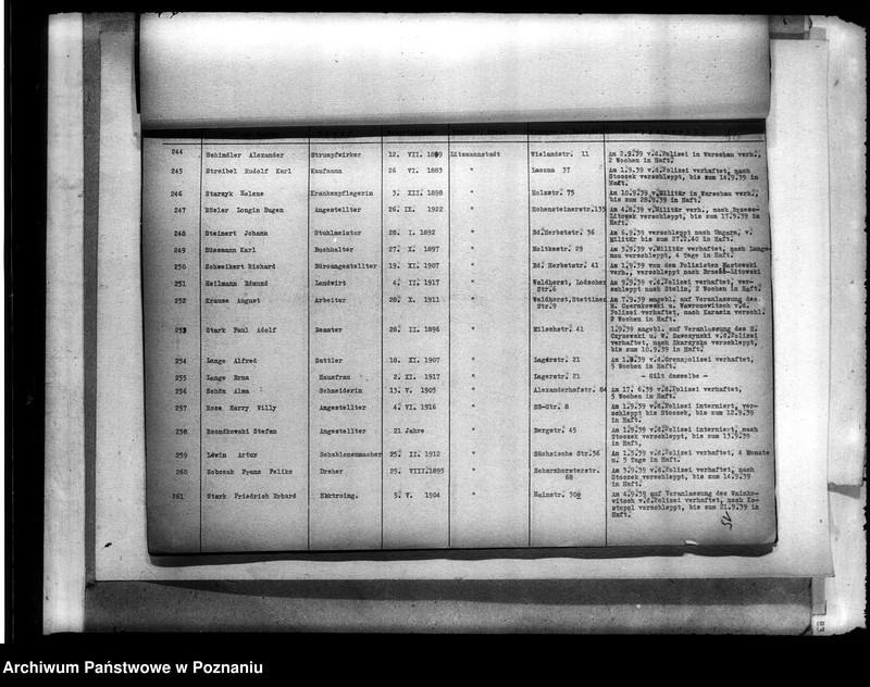 Obraz 20 z jednostki "Liste der Volksdeutschen, die im Jahre 1939, insbesondere während der deutsch - polnischen Feldzuges akls Ziwilpersonen verhaftel, interniert oderverschleppt worden sind (Łódź)"