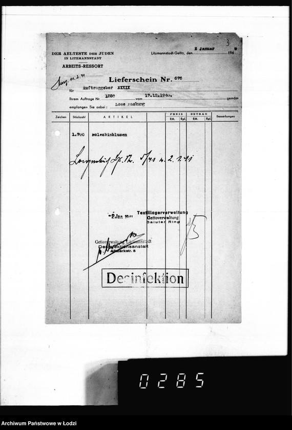 Obraz 7 z jednostki "[Dowody dostawy umundurowania dla intendentury marynarki w Kiel]"