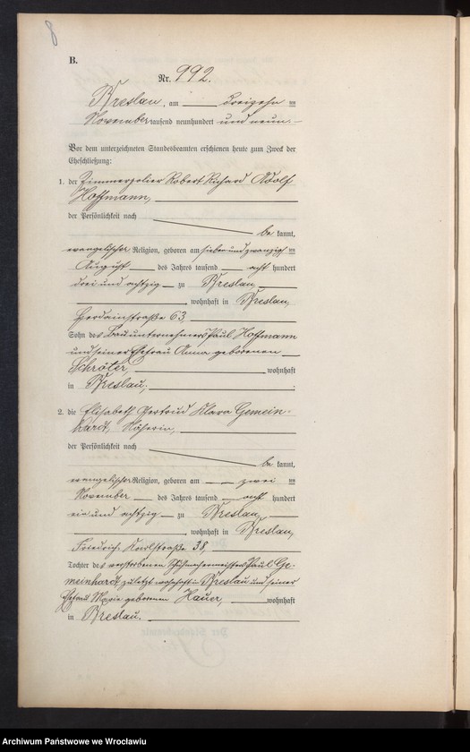 image.from.unit.number "Heiraths-Neben-Register Breslau I 1909 Band 6"