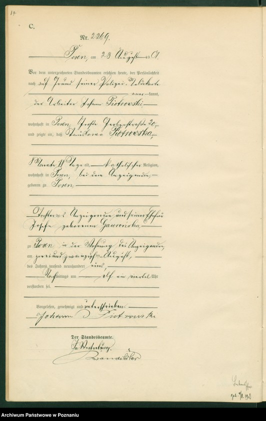 Obraz 17 z jednostki "Księga miejscowa zgonów t. V"