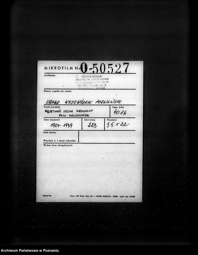 Obraz 2 z jednostki "Majętność leśna Wroniawy powiat wolsztyński"