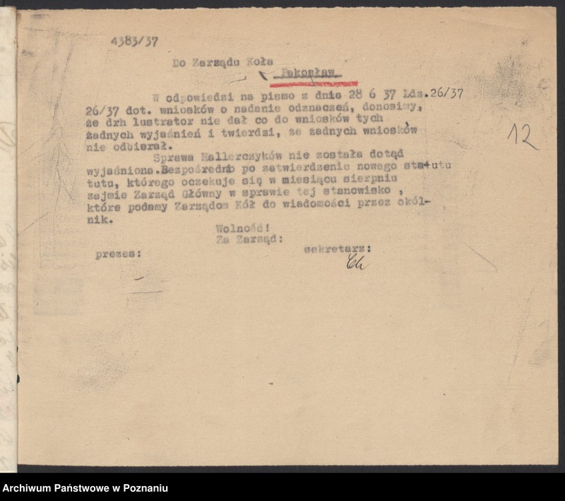 Obraz 15 z jednostki "Pakosław, powiat Rawicz - akta koła."