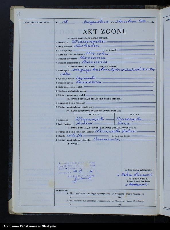 image.from.unit.number "Księga zgonów Nr 1 - 57,1 - 40,1 - 44 i 1 - 52 /przepisana w języku polskim z oryginału niemieckiego w dniach 28.06.- 7.07.1961/"