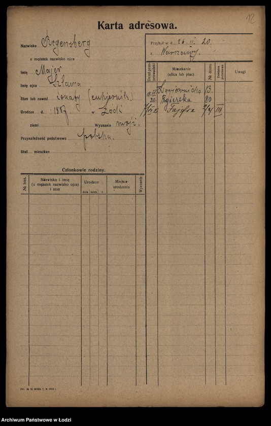 Obraz 14 z jednostki "[Spis ludności Łodzi] Regenbaum-Rentel"