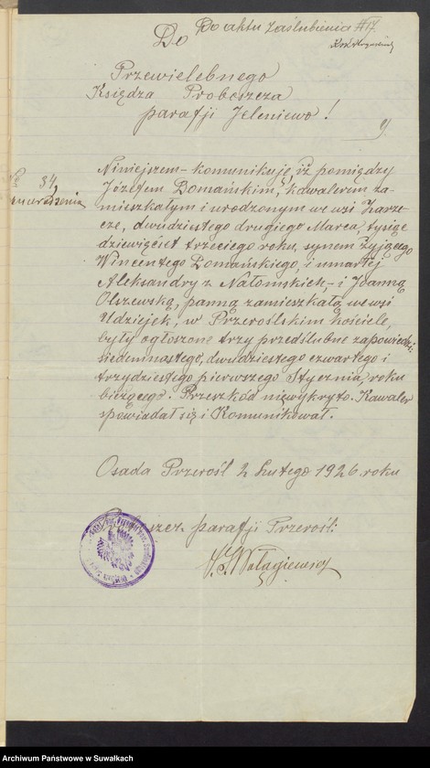 Obraz 11 z jednostki "Aneksa do aktów ślubnych Rz-kat. Jeleniewskiej parafji z 1926 roku"