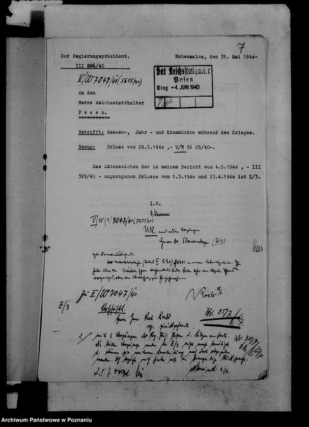 Obraz 11 z jednostki "Korespondencja w sprawie odbywania targów i jarmarków w okresie wojny"