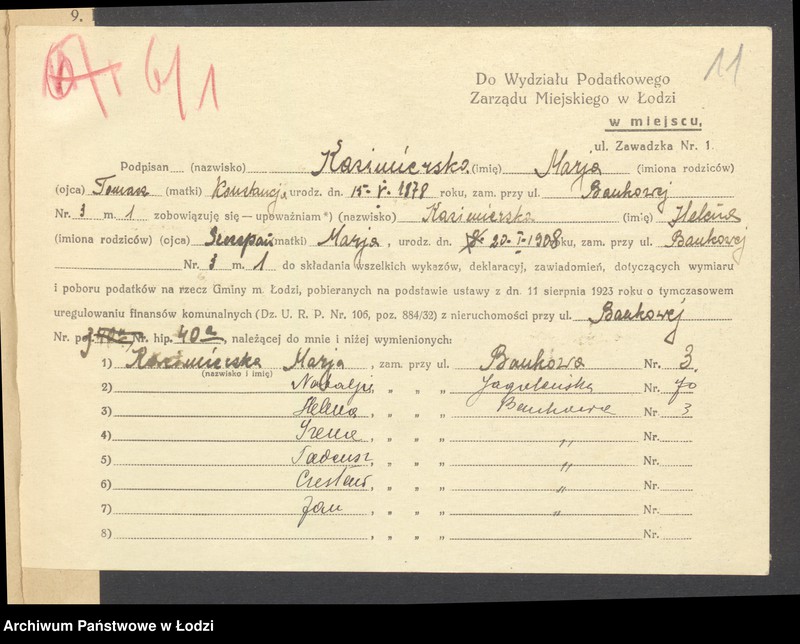 image.from.unit.number "Księga inwentarzowa nieruchomości m. Łodzi ul. Bankowa"