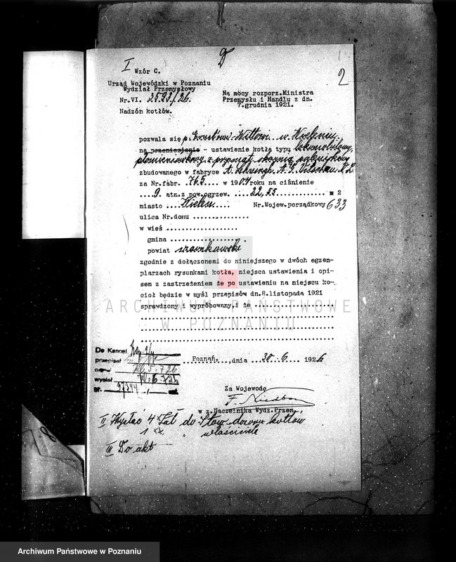 Obraz 6 z jednostki "Tartak E. Witta w Wieleniu pow. czarnkowski kocioł nr woj. 633"