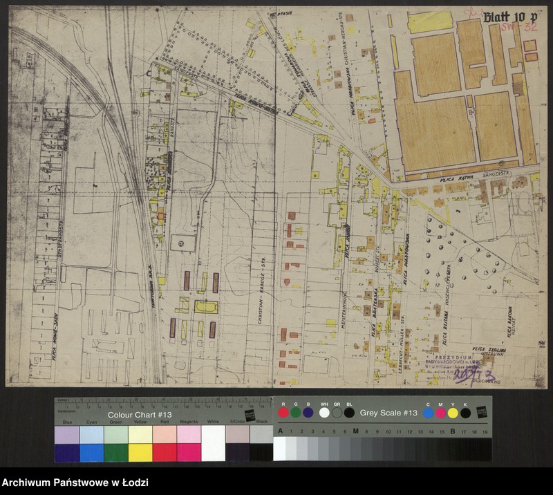 Obraz 1 z jednostki "Plan m. Łodzi w skali 1:2000 z oznaczeniem zabudowy. Sekcja SW 32"