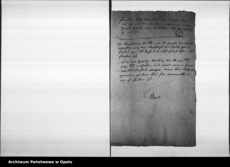 Obraz 5 z jednostki "Acta generalia enthaltend Königliche Verordnungen vom Censur-Wesen Vol. I de anno 1819"