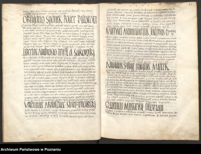 Obraz 16 z jednostki "Liber obligacionum decretorum, quietationum contractuum bona immobilia, summas pecuniaris ac res ad diuturnitatem pertinentes continens coram spectabili consulatu Posnaniensi ...signo A."