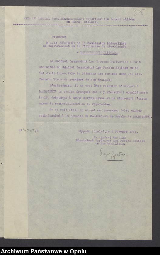 image.from.unit.number "Sorties /Korespondencja własna wychodząca, pisma, zarządzenia, potwierdzenia telefoniczne/ 1.02.-13.04.1921"