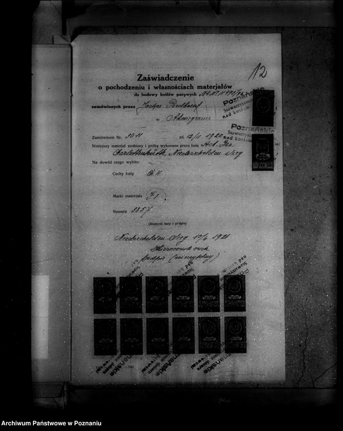 Obraz 18 z jednostki ""Huta miedzi" Towarzystwo Akcyjne Rudnicze powiat poznański nr porządkowy kotła 128"