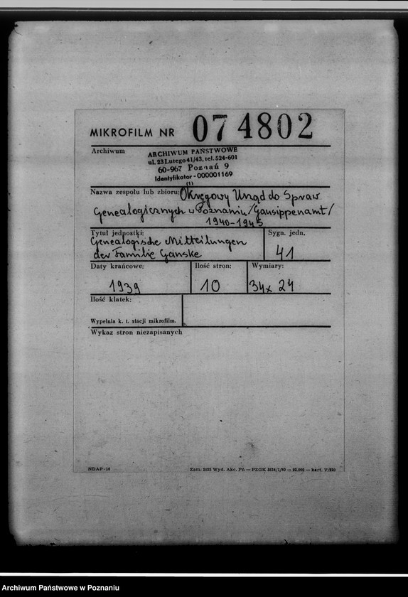 Obraz 2 z jednostki "Genealogische Mitteilungen der Familie Ganske"