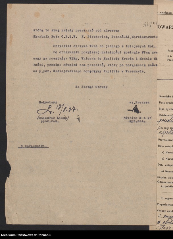 image.from.unit.number "Korespondencja Związku Weteranów Powstań Narodowych Rzeczypospolitej Polski i Związku Powstańców Wielkopolskich."