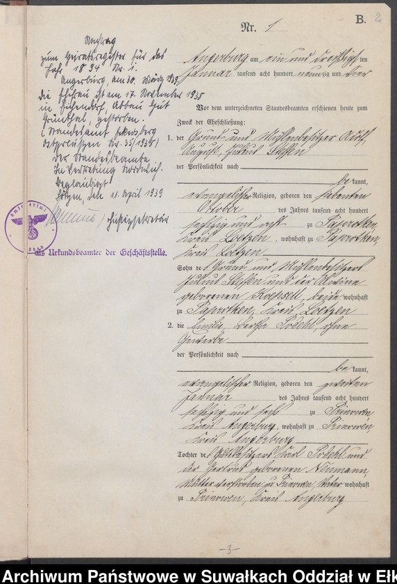 image.from.unit.number "Heiraths-Neben-Register des Preussischen Standes-Amtes Angerburg Kreis Angerburg"