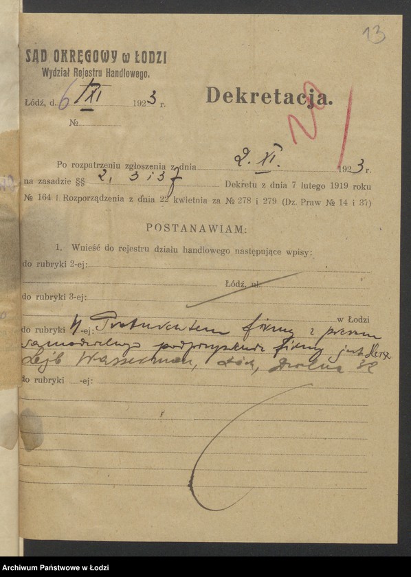 Obraz 15 z jednostki "Mendel Wasserman- fabryka towarów manufakturowych"