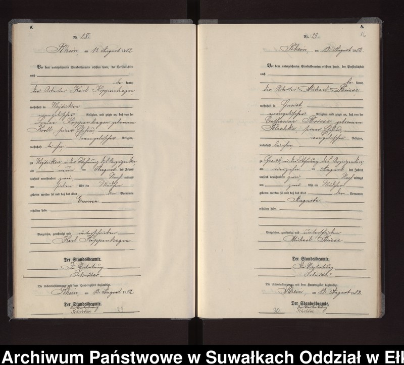 Obraz 19 z jednostki "Geburts-Neben-Register des Königlichen Preussischen Standes-Amtes Gneist Kreis Loetzen"