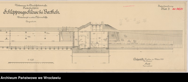 image.from.unit.number "Verbesserung der Oderschiffahrtsweg. Breitenbachfahrt. Schleppzugschleuse bie Bartheln"