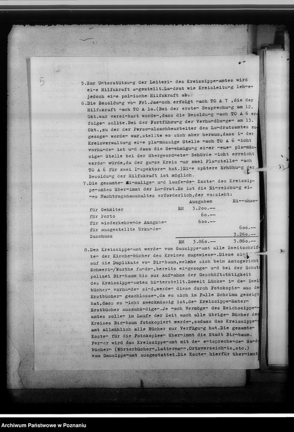 Obraz 9 z jednostki "[Korespondencja w sprawach organizacyjnych, sprawozdanie z działalności], Kreissippenamt Birnbaum [Międzychód]"