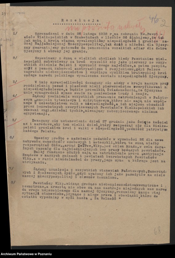 image.from.unit.number "Walny Zjazd Delegatów [wnioski na zjazd, ewidencja kół, sprawozdania sekretarza, komendanta delegatury grodzkiej, bilans]"