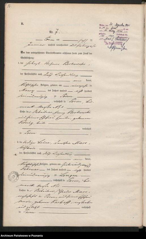 Obraz 16 z jednostki "Księga miejscowa małżeństw tom I [Rejestr główny małżeństw]"