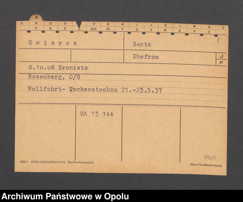 Obraz 3 z jednostki "[Swiercz Berta, ur. 8.10.1908 r. Bronietz]"