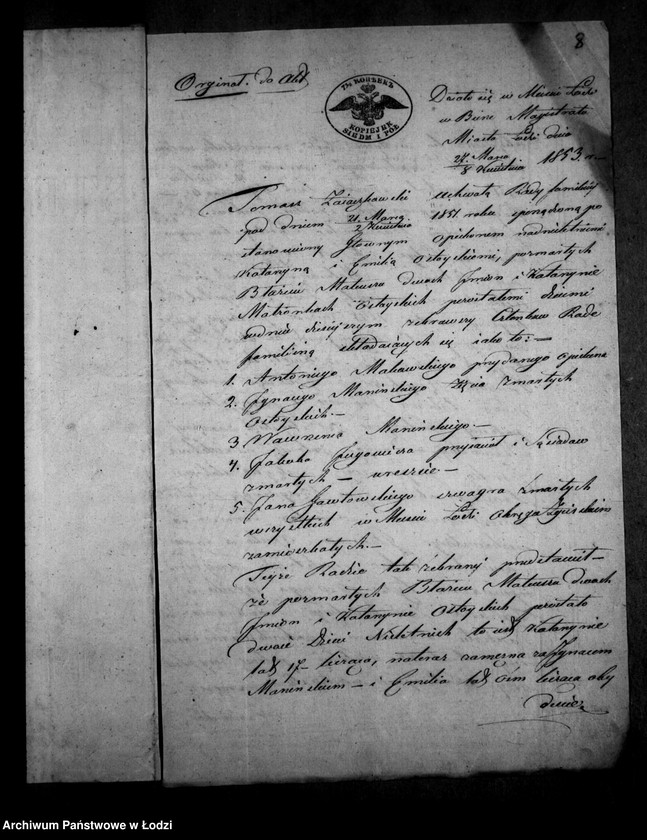 image.from.unit.number "Akta tyczące się ustanowienia opieki nad nieletnimi po zmarłych małżonkach Ostojskich"