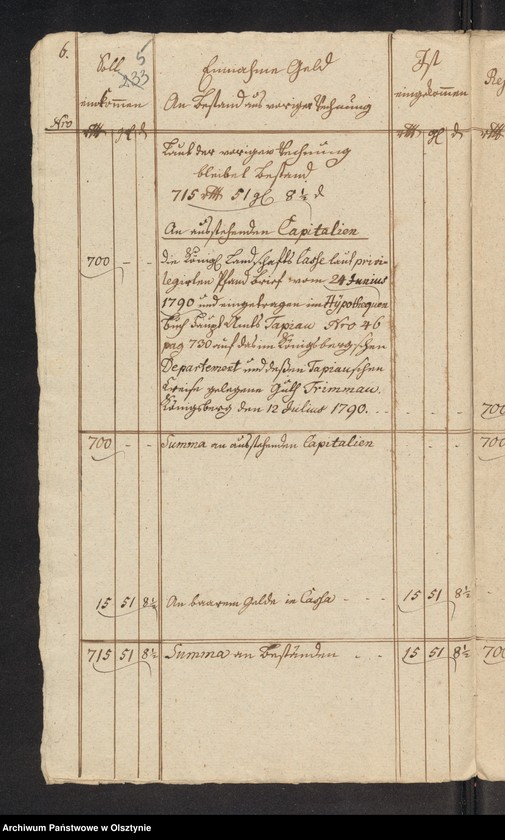 image.from.unit.number "Administrations Rechnung über des Stolterfothsche Legaten Capital und derer Intereßen deßen Einnahme und Ausgabe zu Pobethen Von Michael 1797 bis Michael 1798"