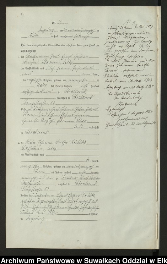 image.from.unit.number "[Heirats = Register (Neben = Register) Standesamt Angerburg einschl. der Bezirke Prinowen, Gr. Strengeln und Kehlen Kreis Angerburg]"