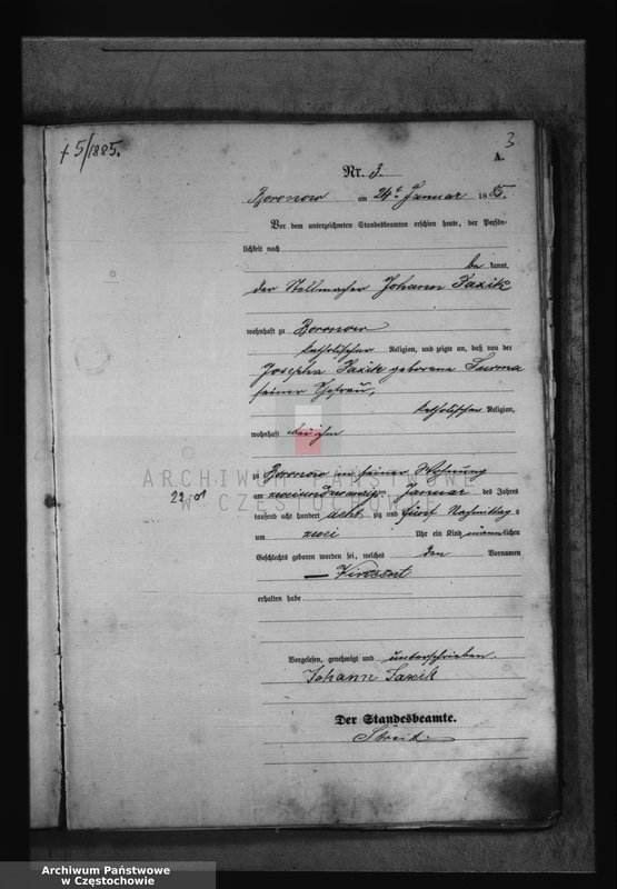image.from.unit.number "[Pierwopis aktów urodzeń z 1885 roku]."