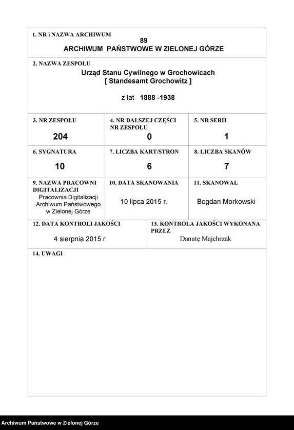 Obraz 1 z jednostki "Heitraths-Haupt-Register"