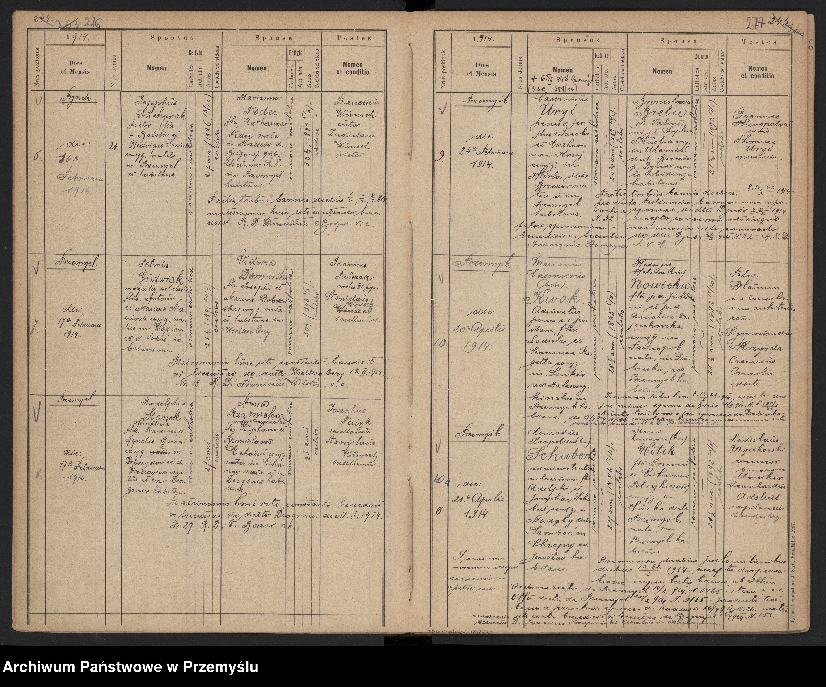 Skan z jednostki: Księga małżeństw Przemyśl Miasto 1890-1919; Księga zgonów Przemyśl Miasto 1891-1919
