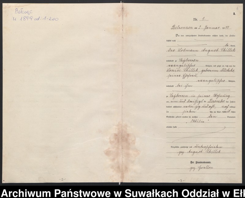 image.from.unit.number "[Geburts-Neben-Register des (Königlichen) Preussischen Standes-Amtes Belzonzen Kreis Johannisburg]"