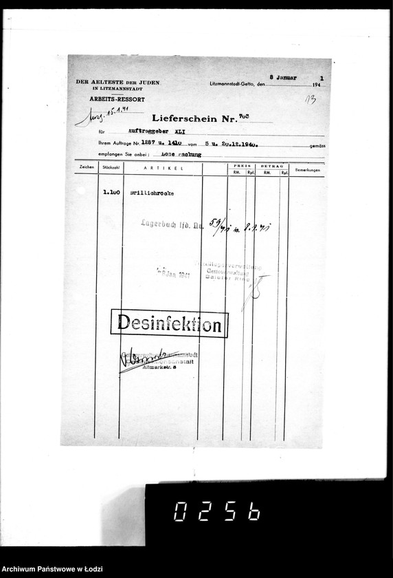 Obraz 20 z jednostki "[Dowody dostawy umundurowania dla intendentury wojskowej Berlin II]"